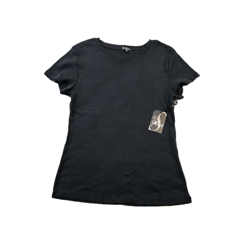 NWT Splash Basic Black T-shirt Junior's Cute & Cropped Baby Tee Fits  Large READ